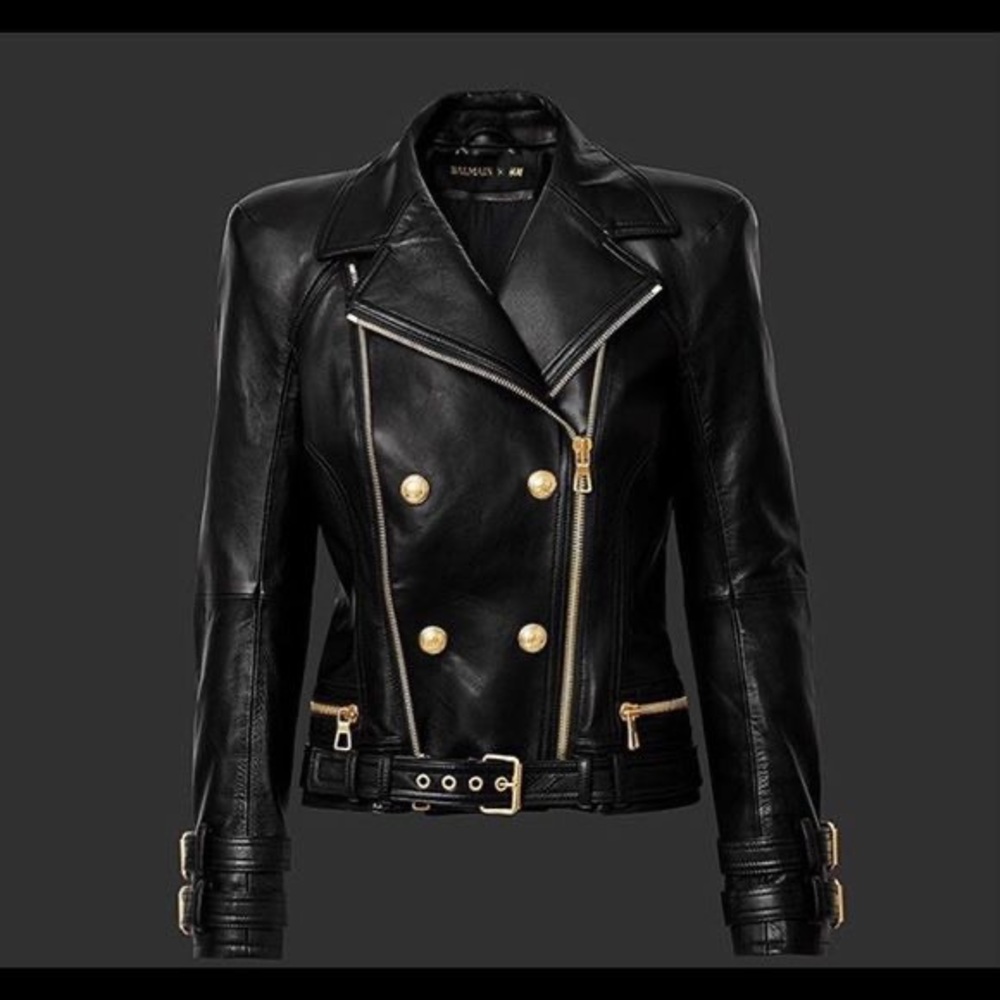 BNWOT Balmain H&M leather jacket 34